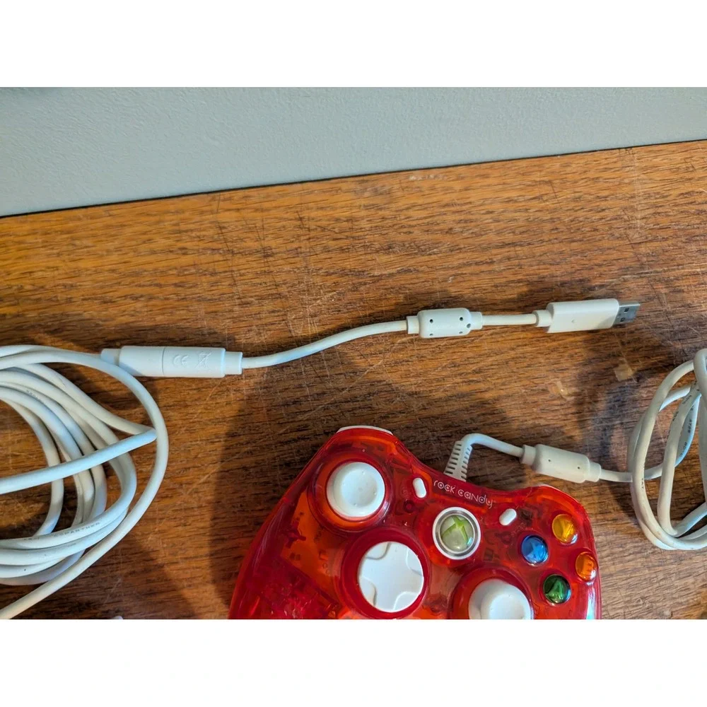 Lot of 2 PDP Rock Candy Xbox 360 Wired Controllers Red Pink PC Tested WORKS